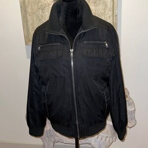 Calvin Klein black zip up winter jacket water resistant wind protection men Sz S